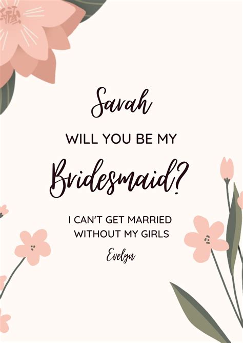 Free Will You Be My Bridesmaid Card Templates .